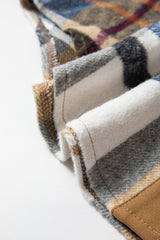 Khaki Plaid Patchwork Long Sleeve Mini Dress with Pockets