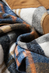 Khaki Plaid Patchwork Long Sleeve Mini Dress with Pockets