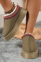 Chestnut Suede Contrast Print Plush Lined Snow Boots