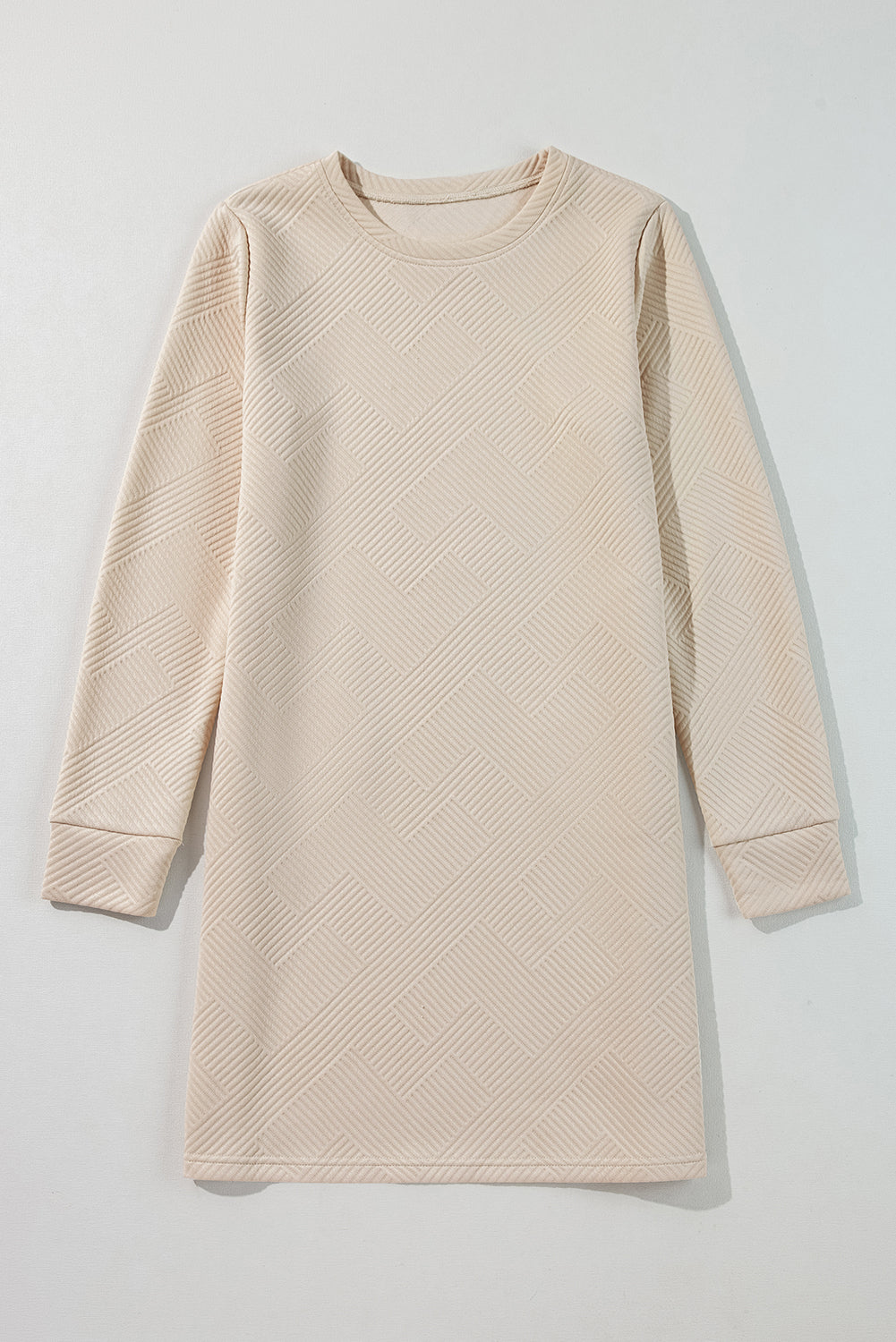 Apricot Textured Long Sleeve Mini Shift Dress