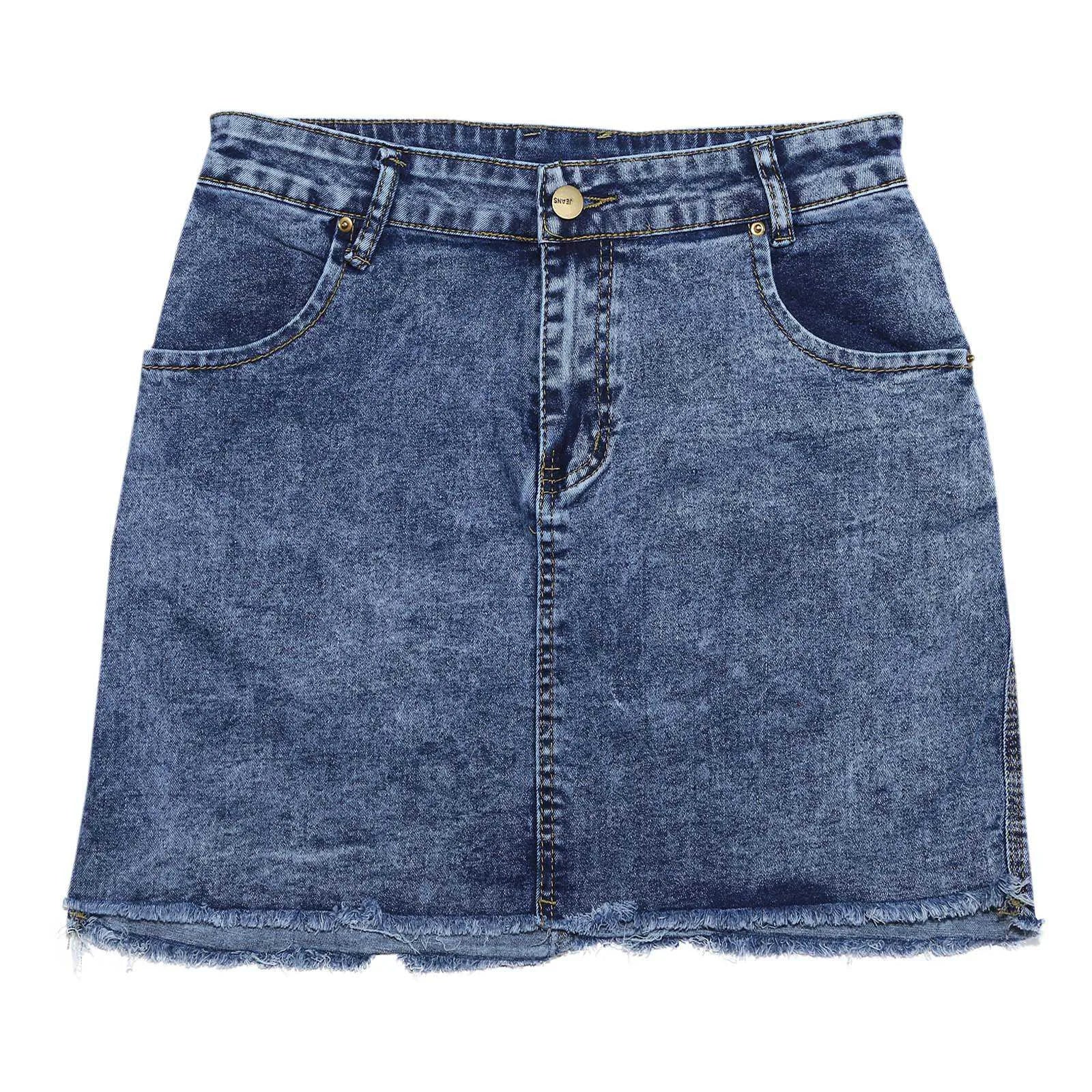 Women's High Stretch A-Line Mini Skirt in Washed Denim