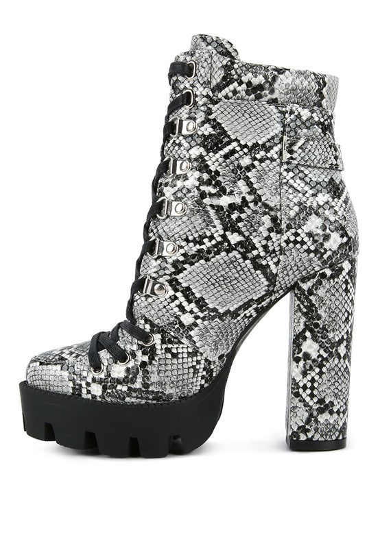 Spruce Snake Skin Ankle Boots