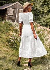 Smocked textured midi dress