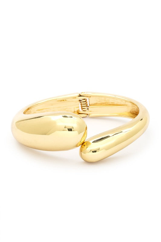 Gold Tone Organic Polished Hinged Bangle