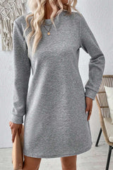 Apricot Textured Long Sleeve Mini Shift Dress