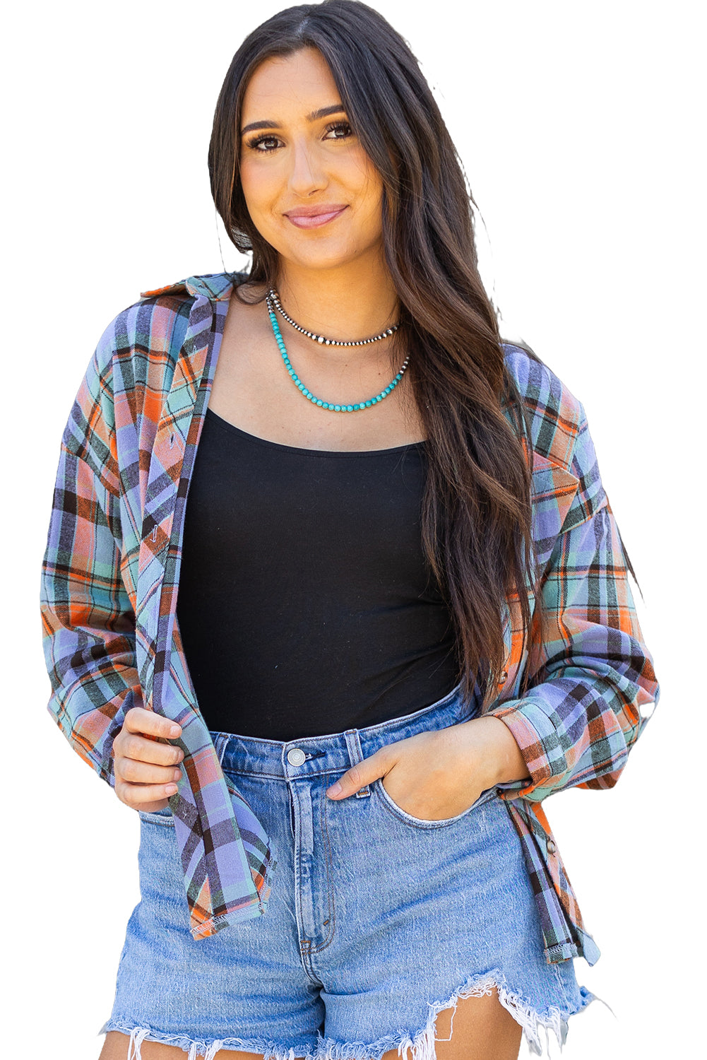 Red Plaid Print Loose Vintage Shirt