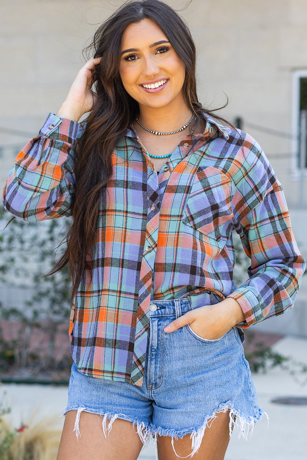 Red Plaid Print Loose Vintage Shirt