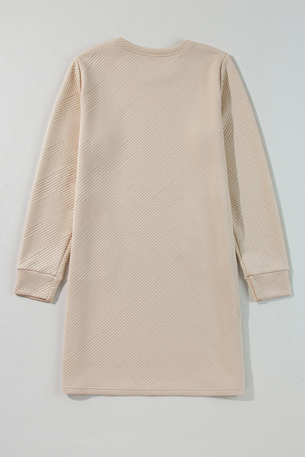 Apricot Textured Long Sleeve Mini Shift Dress