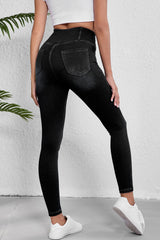 Black Arched Waist Stretchy Slim Fit Jeggings