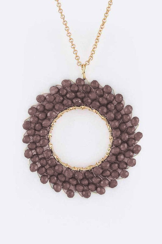 Beaded Hoop Pendant Necklace