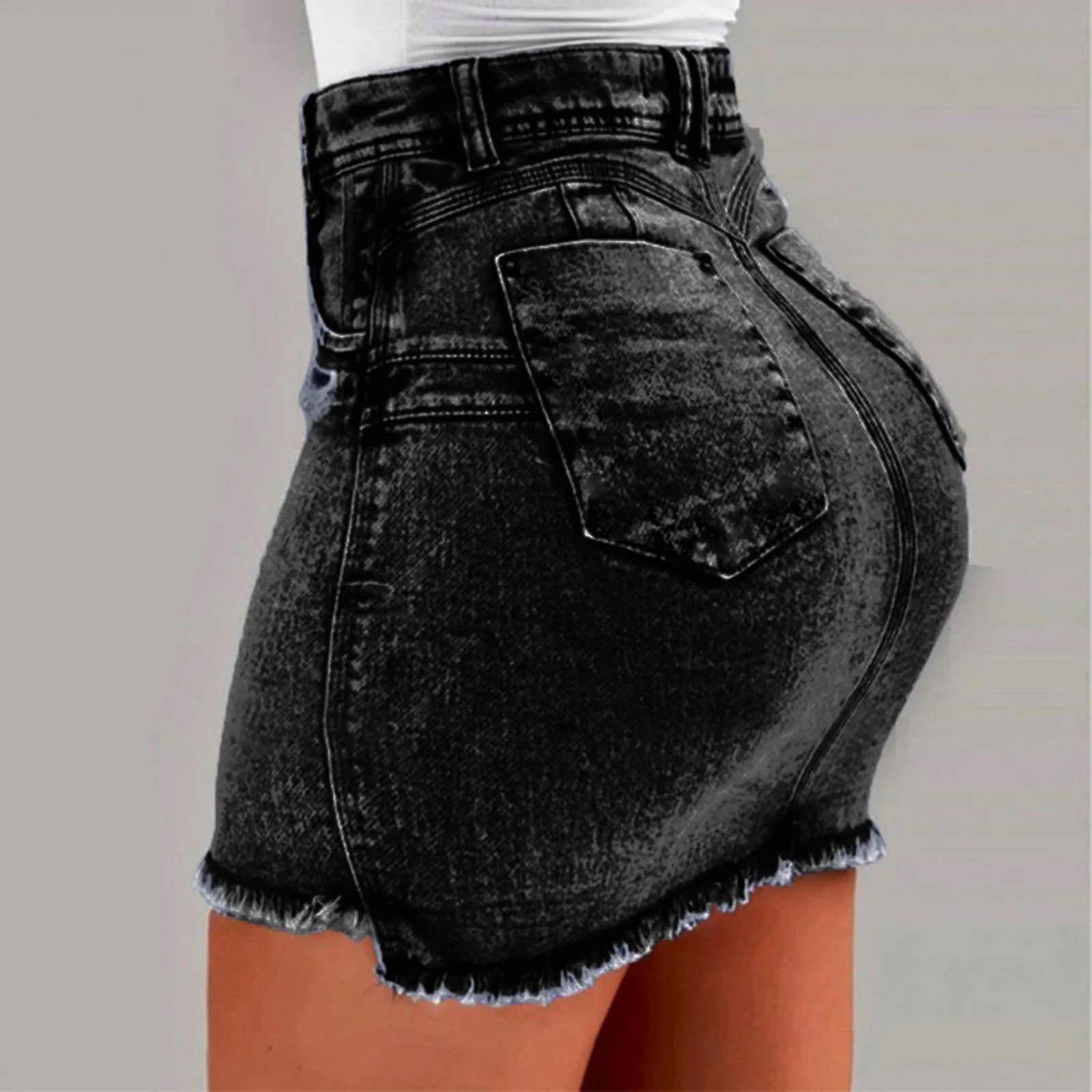 Women's High Stretch A-Line Mini Skirt in Washed Denim