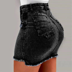 Women's High Stretch A-Line Mini Skirt in Washed Denim