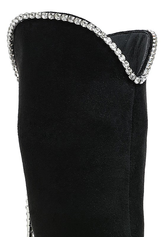 Ashipa Diamante Chain Detail Calf Boots