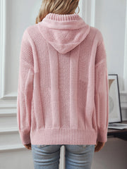 Drawstring Long Sleeve Hooded Sweater