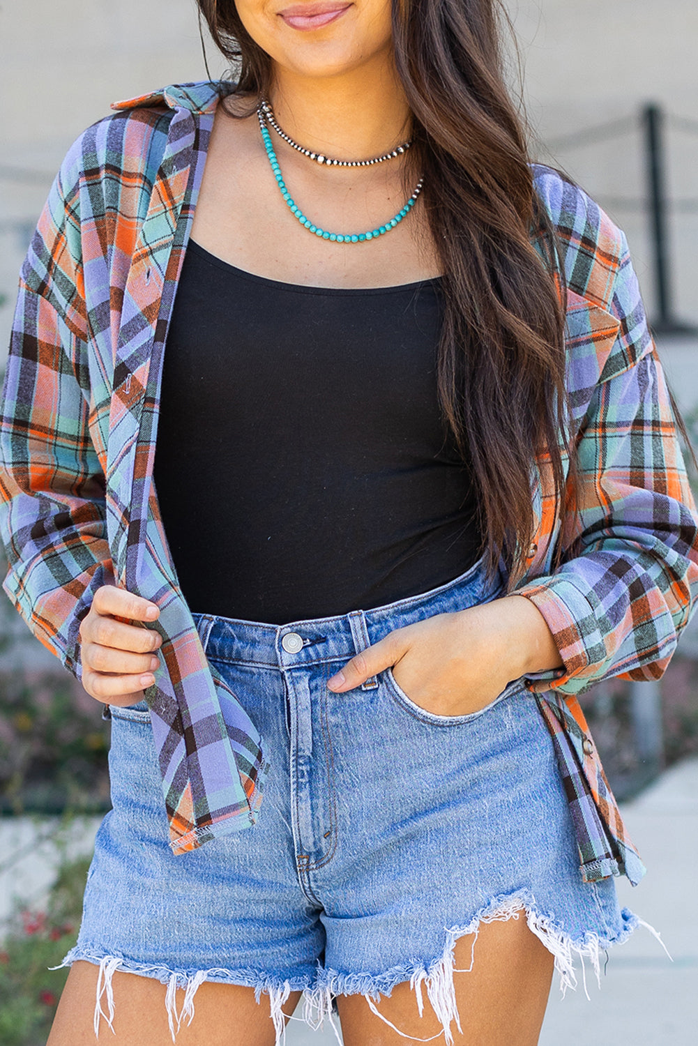 Red Plaid Print Loose Vintage Shirt