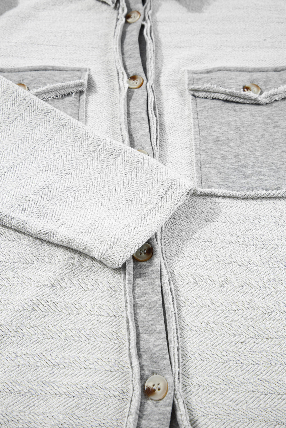 Gray Contrast Flap Pockets Relaxed Shacket