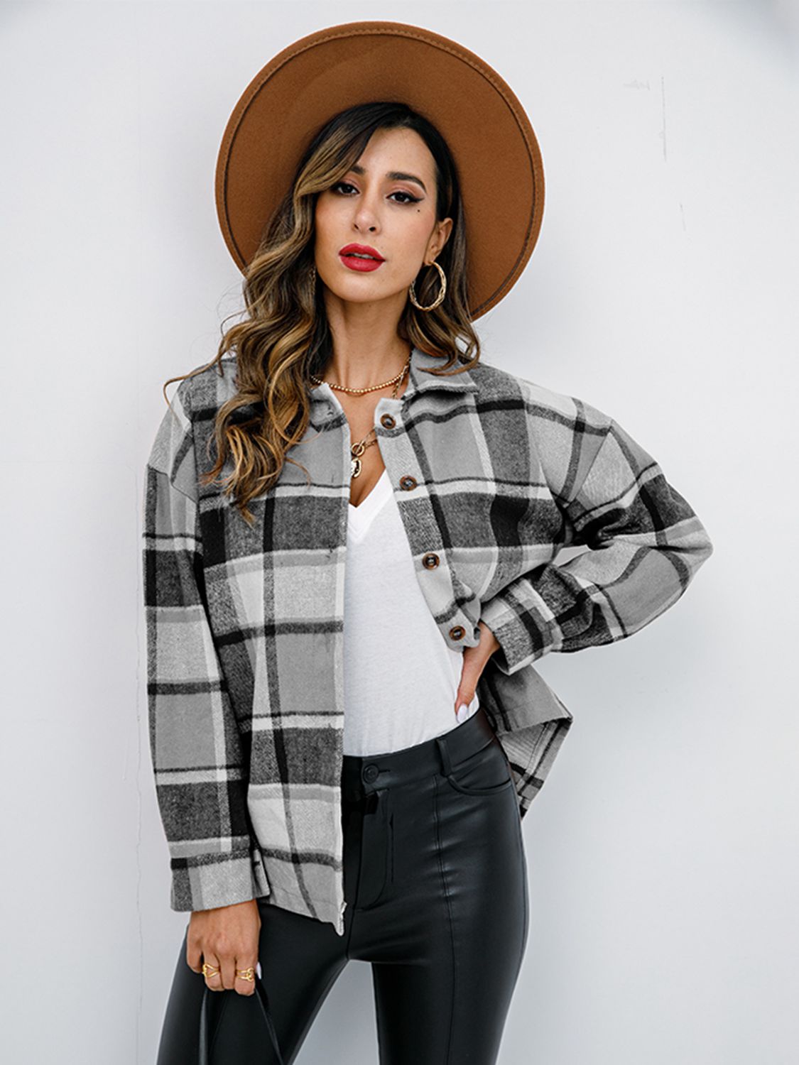 Plaid Button-