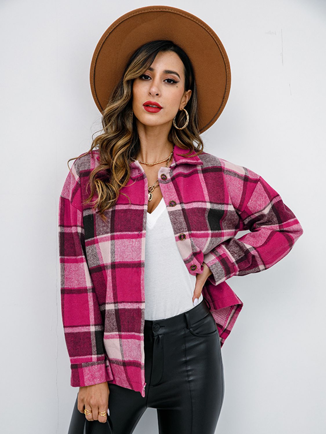 Plaid Button-