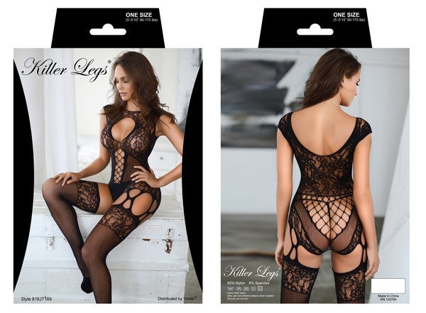 Fishnet Two Piece Garter Bodystocking