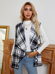 Plaid Open Front Vest