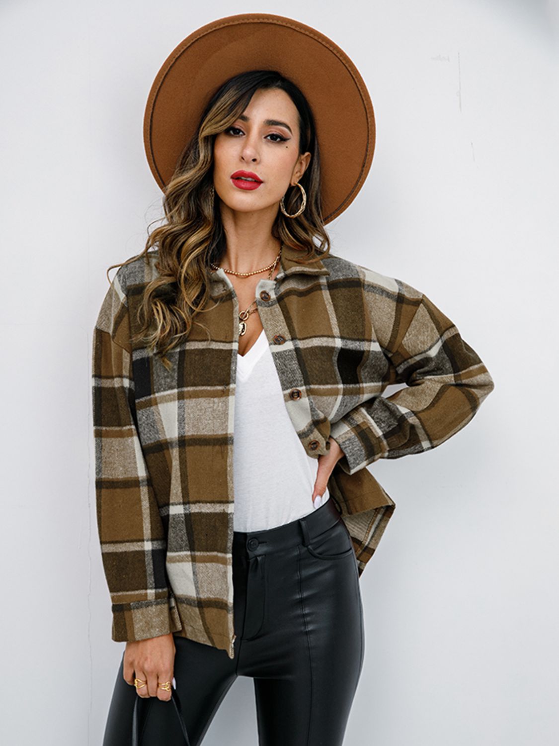 Plaid Button-