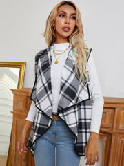 Plaid Open Front Vest