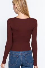 Shirring Sweatheart Neck Sweater