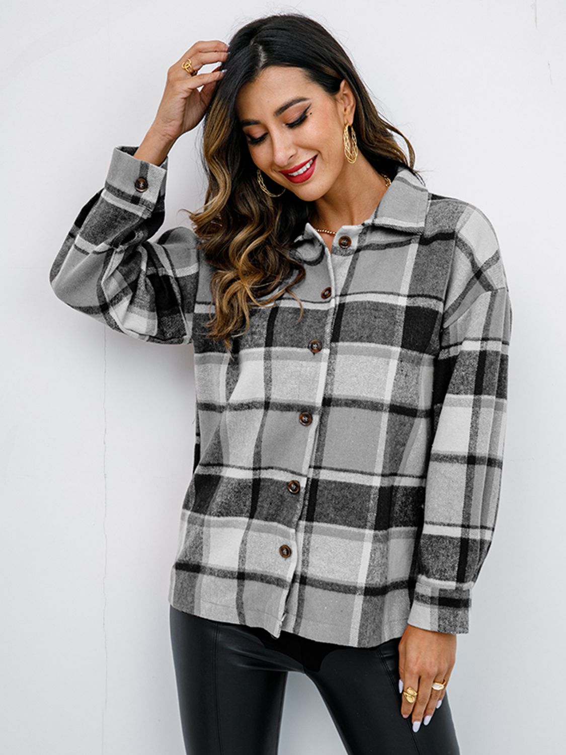 Plaid Button-