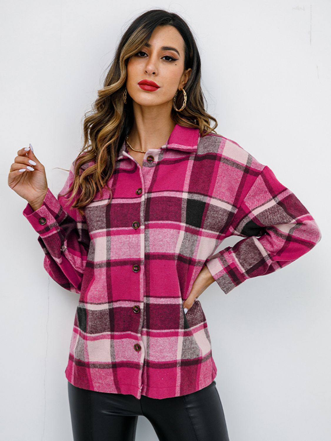 Plaid Button-